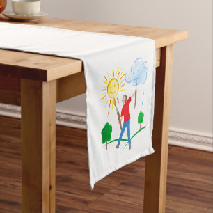 Boy Painting Skies Short Table Runner