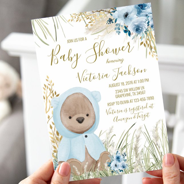 Boy Pampas Grass Baby Shower Invitation (Creator Uploaded)