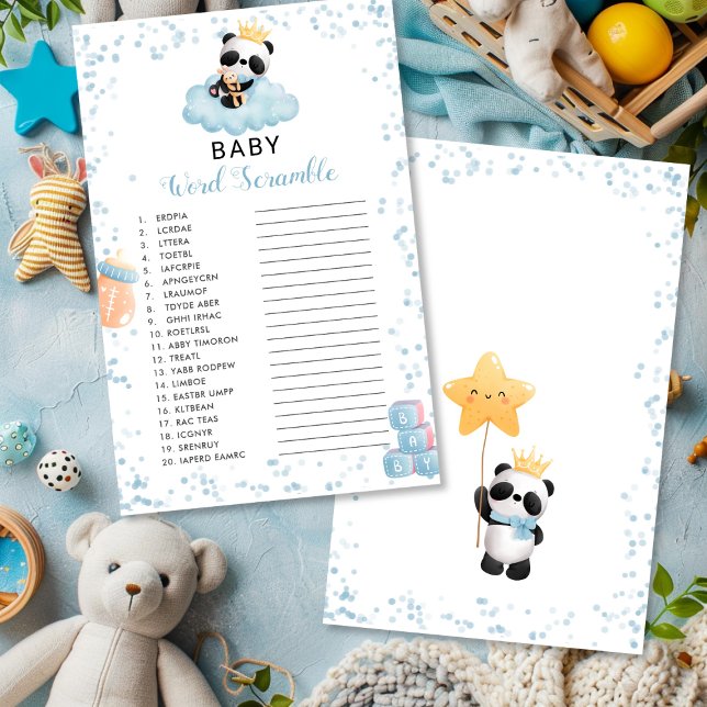 Boy Panda Bear Blue Baby Word Scramble Shower Game (Boy Panda Bear Blue Baby Word Scramble Shower Game)