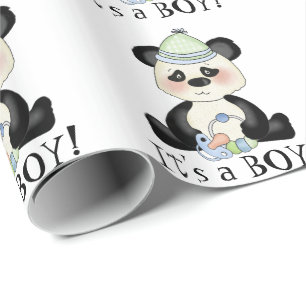 Boy Panda Bear wrapping paper