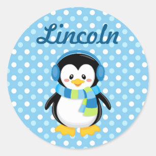 Boy Penguin Personalised Sticker