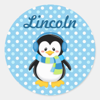 Boy Penguin Personalised Sticker