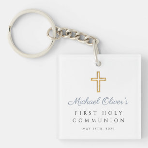 Boy Photo Blue First Communion  Key Ring