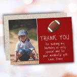 Boy Photo Football Ball Kid's Birthday  Thank You Card<br><div class="desc">Boy Photo American Football Ball Kid's Birthday Thank You Card. Modern and simple design with an American football ball. A great birthday thank you card for your friends and family - thank your guest for their gifts, cards and wishes. Add your photo and personalise the card with your name and...</div>