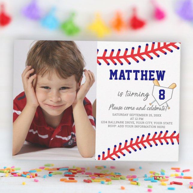 Boy Photo Sports Party Baseball Birthday Invitation (Boy Photo Sports Party Baseball Birthday Invitation)