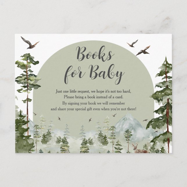 Boy Pine Tree Forest Baby Shower Books For Baby Postcard (Front)
