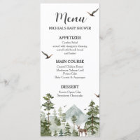 Boy Pine Tree Forest Mountain Baby Shower Menu