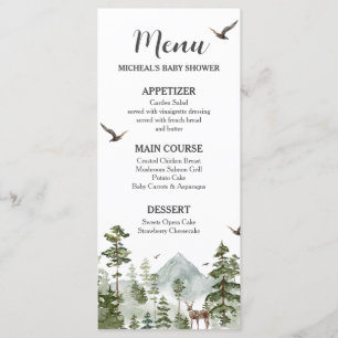 Boy Pine Tree Forest Mountain Baby Shower Menu