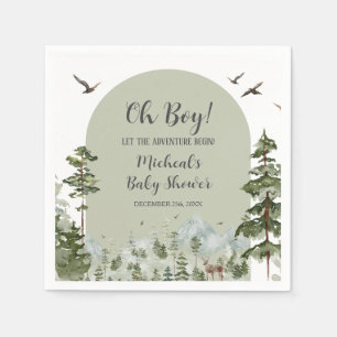 Boy Pine Tree Forest Mountain Baby Shower Napkin