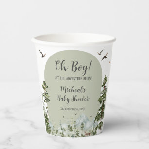 Boy Pine Tree Forest Mountain Baby Shower Paper Cups
