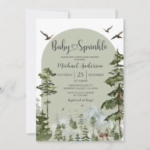 Boy Pine Tree Forest Mountain Baby Sprinkle Invitation