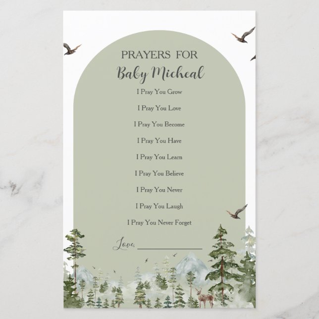 Boy Pine Tree Forest Mountain Prayers for Baby (Front)
