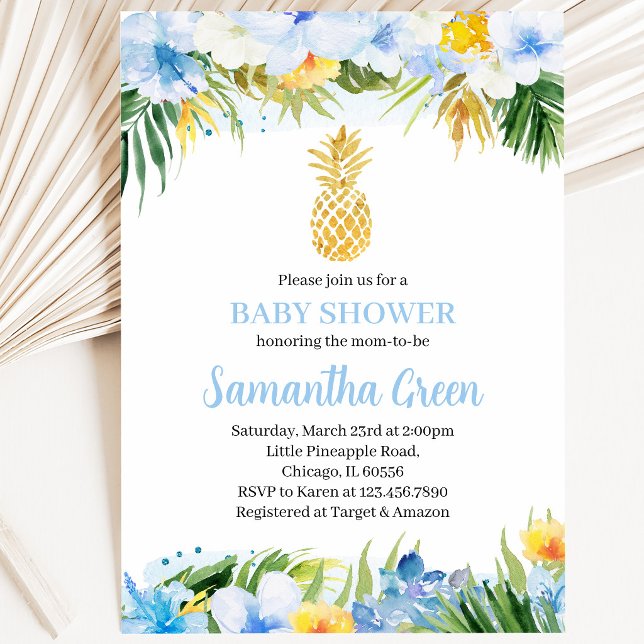 Boy Pineapple Baby Shower Invitation (Creator Uploaded)