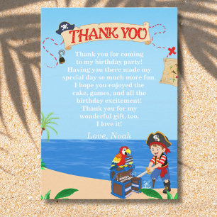 Boy Pirate Cake Treasure Chest Birthday Party Thank You Card