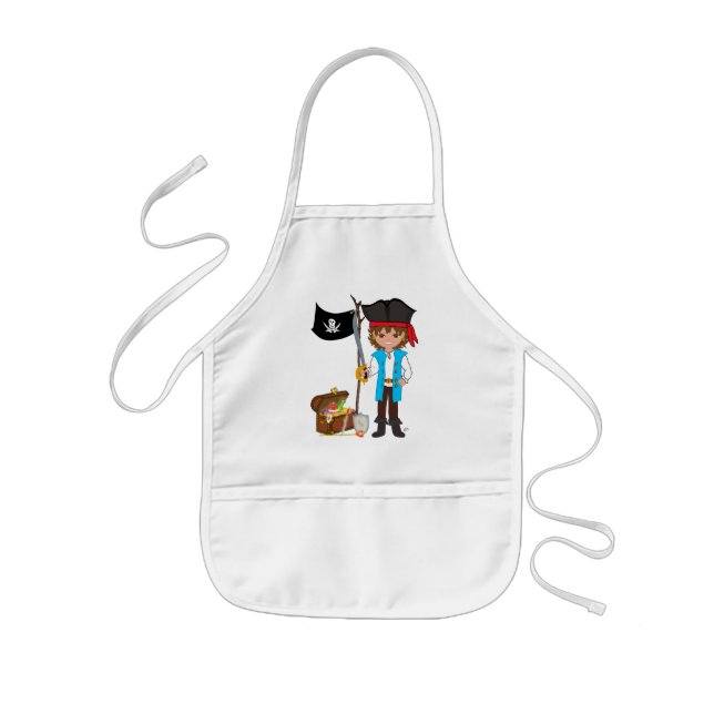 Boy Pirate with Treasure and Flag Apron (Front)