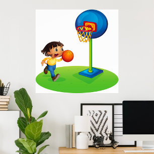 Boy Playing Basketball  Poster