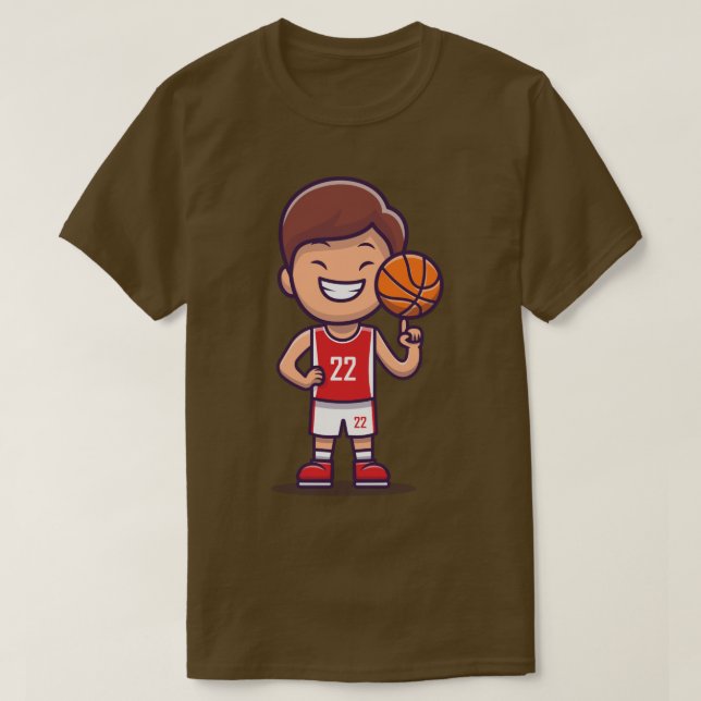 Boy Playing Basketball  T-Shirt (Design Front)