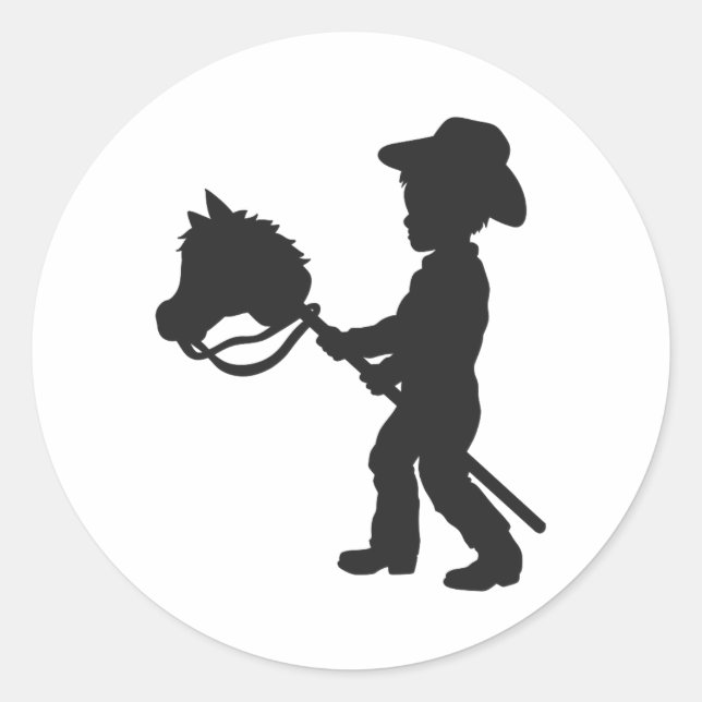 Boy Playing Cowboy - Choose background colour Classic Round Sticker (Front)