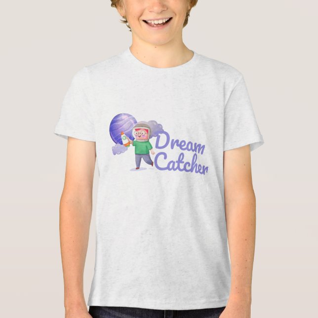 Boy Playing Rocket Planets Tri-Blend Shirt (Front)