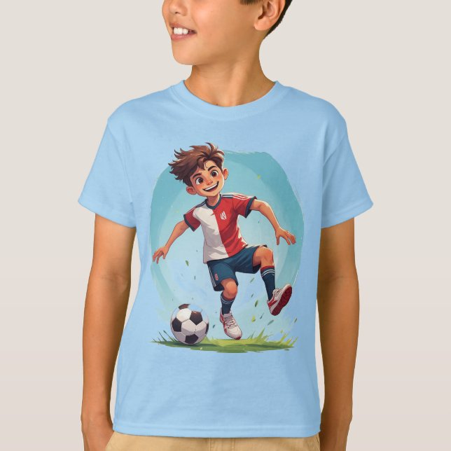 Boy Playing Soccer T-Shirt (Front)