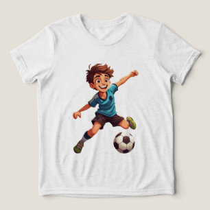 Boy Playing Soccer Tri-Blend Shirt