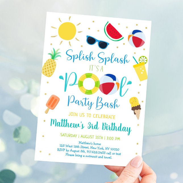 Boy Pool Party Summer Birthday Invitation (Creator Uploaded)