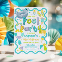 Boy Pool Party Summer Tropical Swimming Birthday