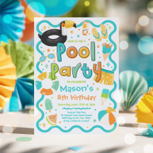 Boy Pool Party Summer Tropical Swimming Birthday