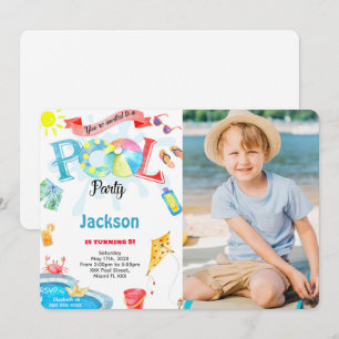 Boy Pool Photo Invitation