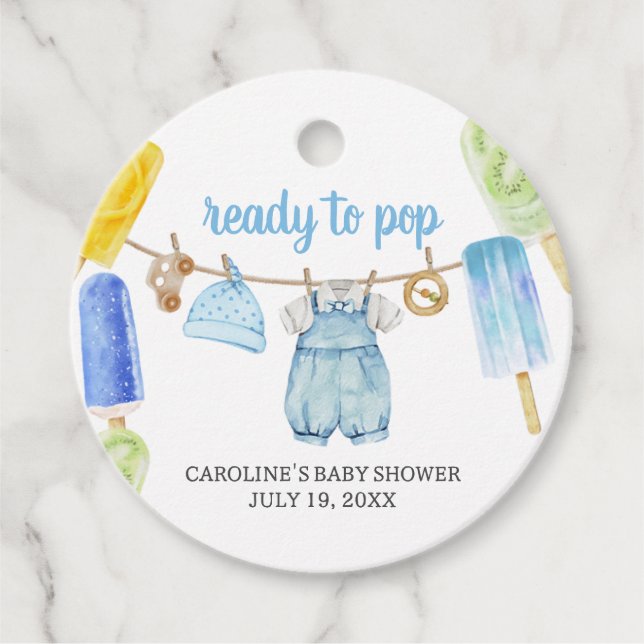 Boy Popsicle Baby Shower Favour Tags (Front)