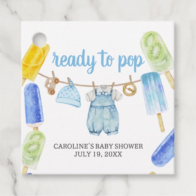 Boy Popsicle Baby Shower Favour Tags (Front)