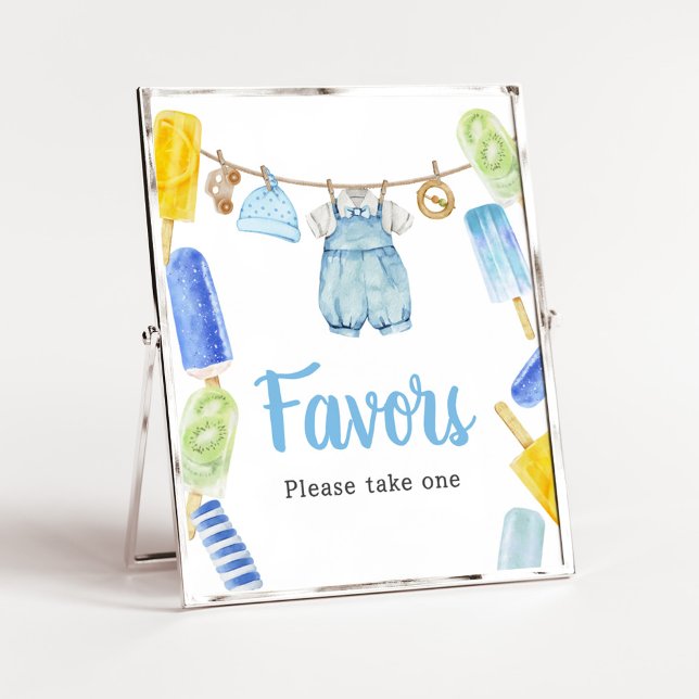 Boy Popsicle Baby Shower Favours Poster (Popsicle Baby Shower Favors Sign)