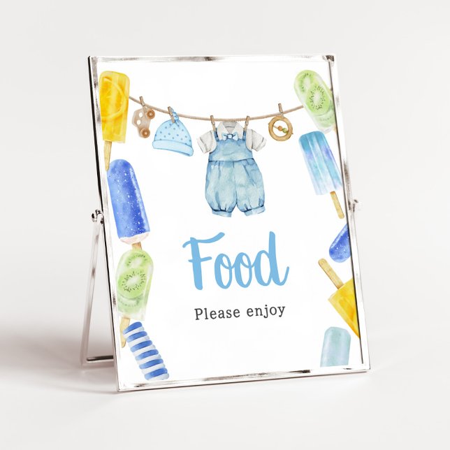 Boy Popsicle Baby Shower Food Poster (Popsicle Baby Shower Food Sign)