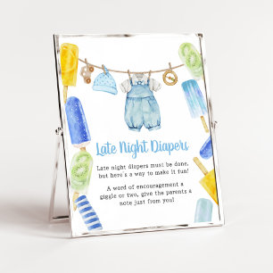 Boy Popsicle Baby Shower Late Night Diapers Poster
