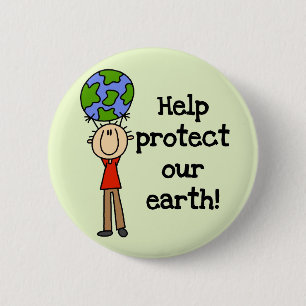 Boy Protect Our Earth T-shirts and Gifts 6 Cm Round Badge