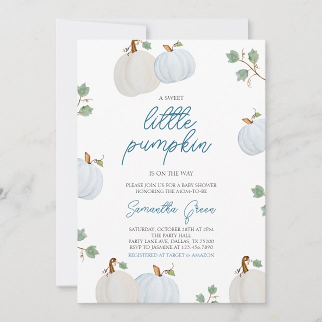 Boy Pumpkin Baby Shower Invitation (Front)