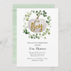 BOY Pumpkin Baby Shower Invitation