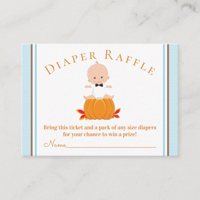 Boy Pumpkin Diaper Raffle Tickets (Front)