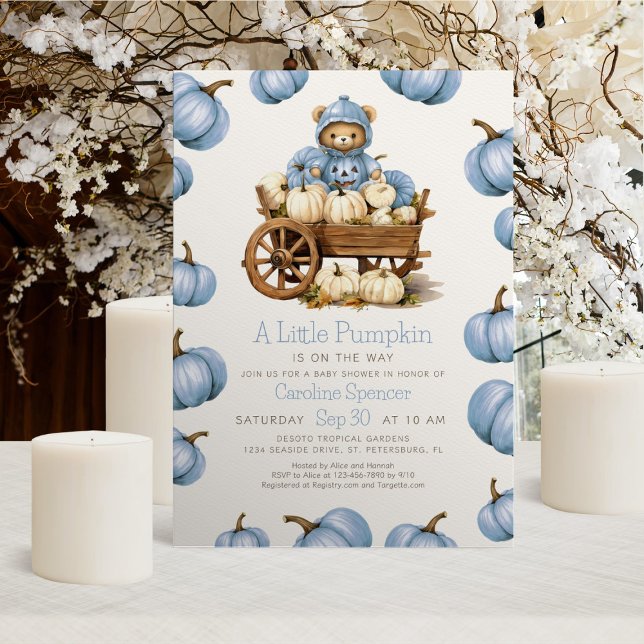 Boy Pumpkin Harvest Autumn Baby Shower Invitation (Creator Uploaded)