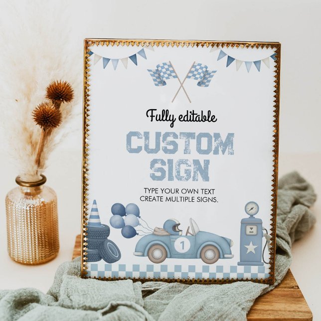 Boy Race Car Birthday Party Table Sign (Creator Uploaded)