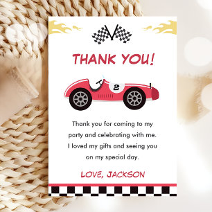 Boy Race Car Birthday Party Thank You Card