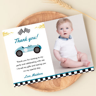 Boy Race Car Birthday Party Thank You Card
