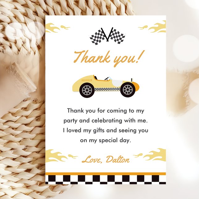 Boy Race Car Birthday Party Thank You Card (Creator Uploaded)
