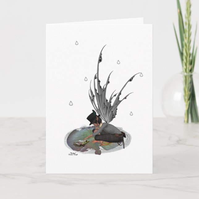 Boy Rain Fairy With Frog Birthday Card (Front)