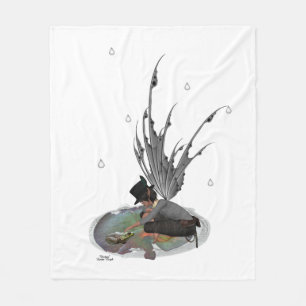 Boy Rain Fairy With Frog Fleece Blanket