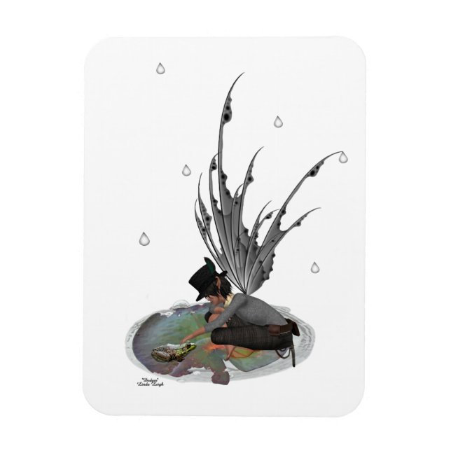 Boy Rain Fairy With Frog Flexible Magnet (Vertical)