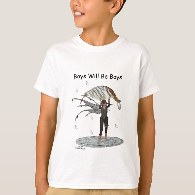 Boy Rain Fairy With Leaf Boys T-Shirt (Front)