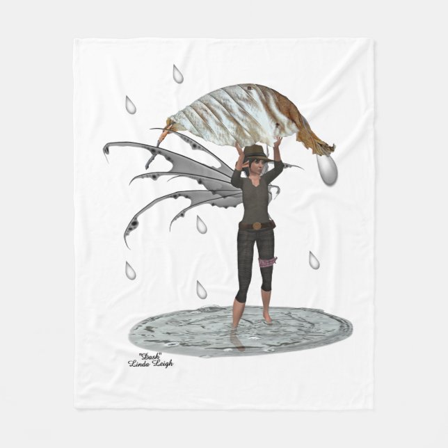Boy Rain Fairy With Leaf Fleece Blanket (Front)