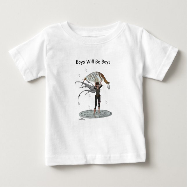 Boy Rain Fairy With Leaf Infant Baby T-Shirt (Front)