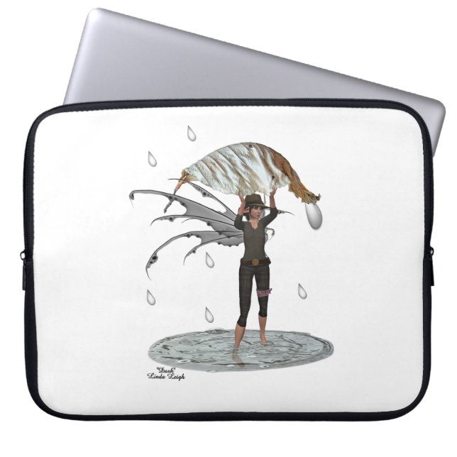 Boy Rain Fairy With Leaf Laptop Sleeve (Front)